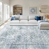 Vintage Washable Low Pile Area Rugs_Blue_8_x_10