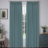 "Bold" Custom Heavyweight Linen Drape Pleated - Blue - black - Miulee