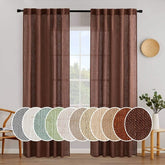MIULEE Chocolate Brown Linen Curtains 84 Inch Length for Bedroom Living Room, Soft Thick Linen Textured Window Drapes Semi Sheer Light Filtering Back Tab Rod Pocket Burlap Look Decor, 2 Panels - Miulee