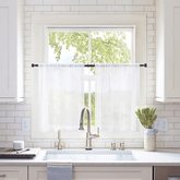 MIULEE Short Sheer Curtains 30 Inch Length for Kitchen Bathroom Cafe Half Window Treatment, Rod Pocket Tier Curtains 2 Panels, 29x30 Inches Long, White - Miulee
