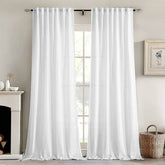 MIULEE White Linen Curtains 84 Inch Length 2 Panels for Bedroom Living Room, Soft Thick Linen Textured Back Tab Window Drapes Semi Sheer Light Filtering Rod Pocket Modern Farmhouse Decor - Miulee