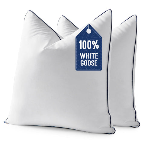 MIULEE Goose Feather Down Pillow Insert White 28x28 Inch