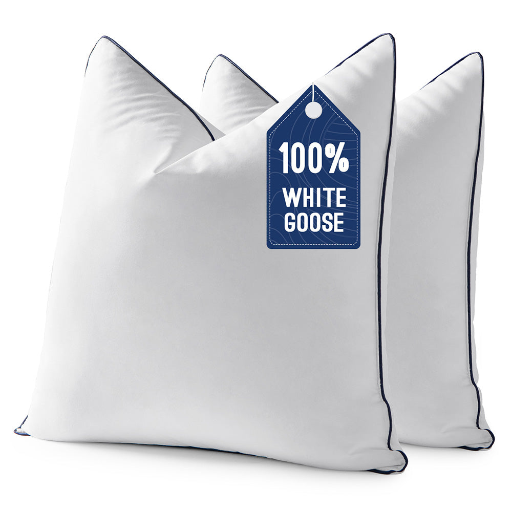 MIULEE Goose Feather Down Pillow Insert White 22x22 Inch