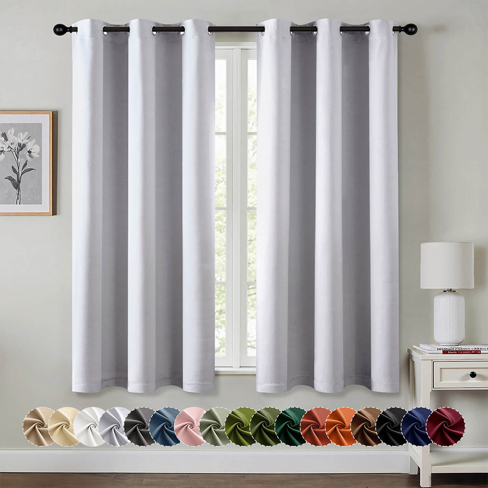 MIULEE Blackout 40x63 Inch Greyish White Curtains 2 Panels