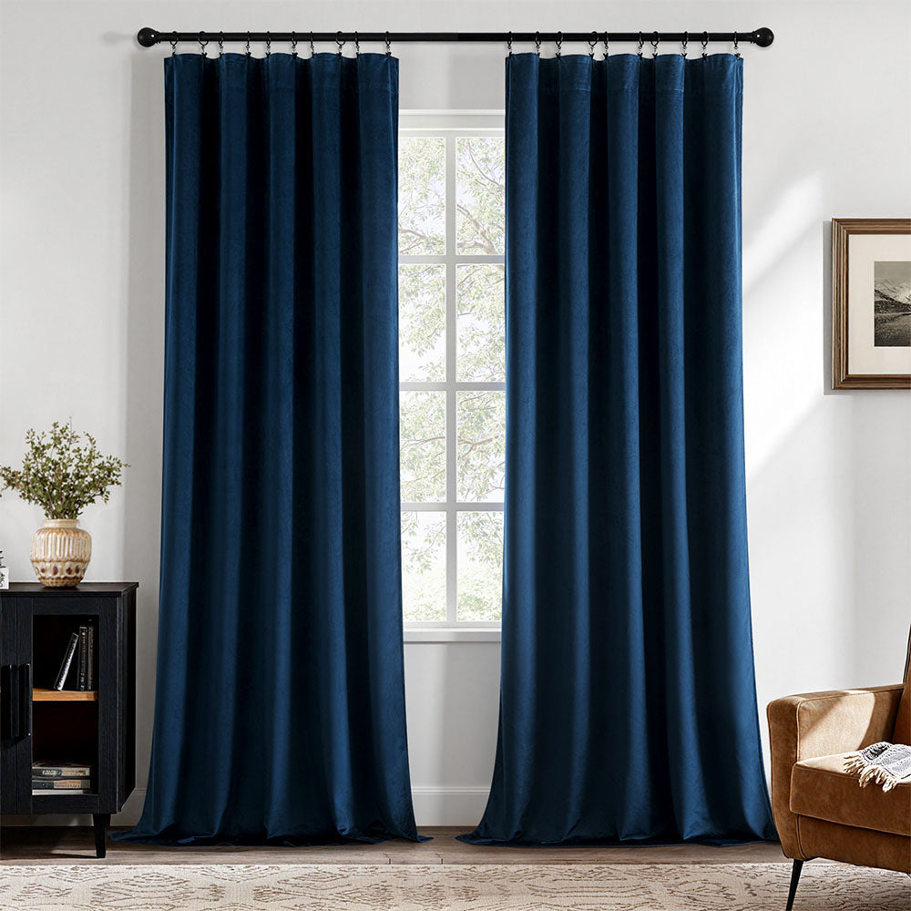 MIULEE Navy Blue Velvet Curtains 84 Inch Long Thermal Insulated