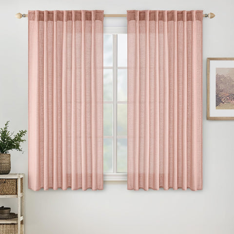 miulee soft thick linen textured window drapes back tab blush pink 52Wx54L