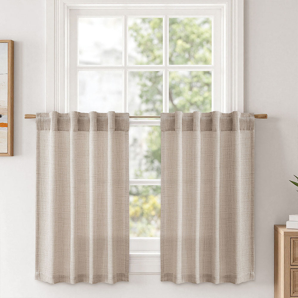 MIULEE Faux Linen Farmhouse Curtains Rod Pocket Linen 30Wx36L