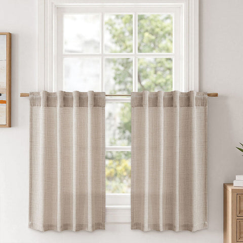 MIULEE Faux Linen Farmhouse Curtains Rod Pocket Linen 30Wx36L
