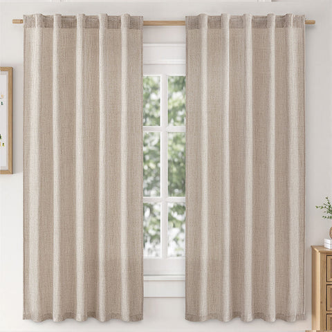 MIULEE Faux Linen Farmhouse Curtains Rod Pocket Linen 42Wx45L