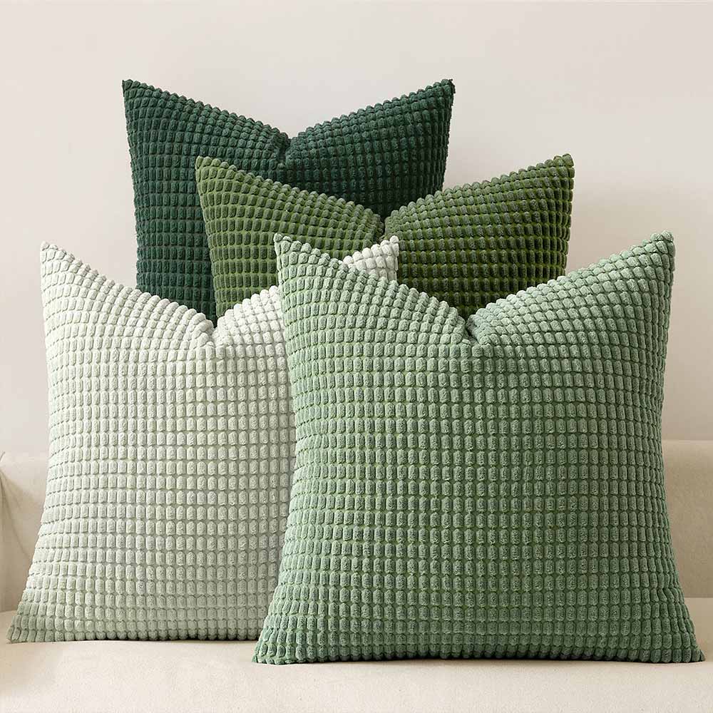 Boho Farmhouse Home Decor Couch Mordern Throw Pillows Covers Forest Green 16x16-inch