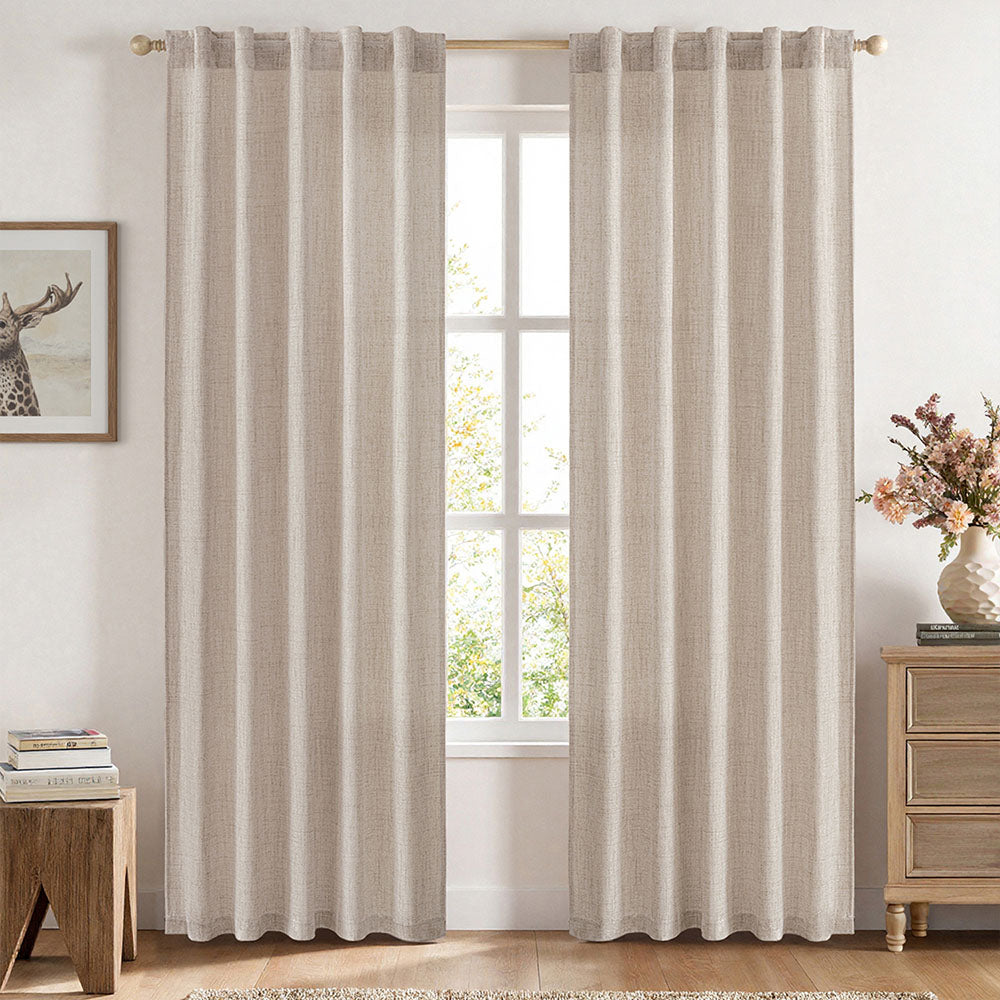MIULEE Faux Linen Farmhouse Curtains Rod Pocket Linen 42Wx90L