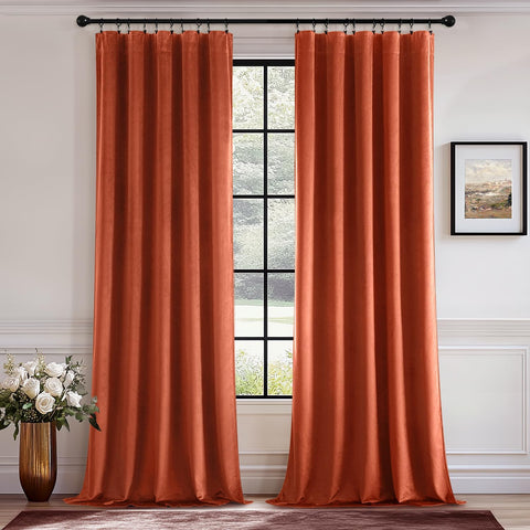MIULEE Velvet Blackout Curtains-Burnt Orange-40Wx84L