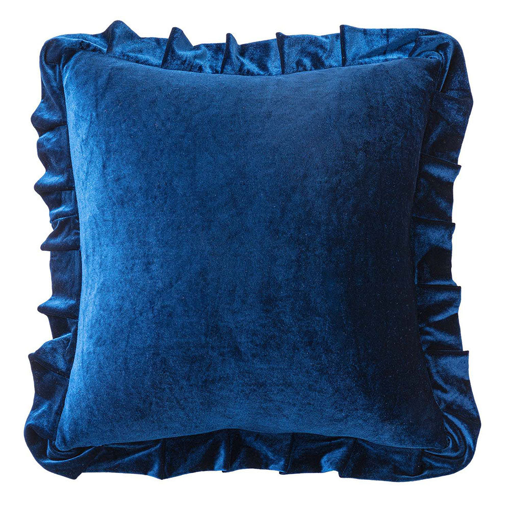 Luxurious Velvet Ruffle Throw Pillow Covers Navy Blue 20x20 Inch
