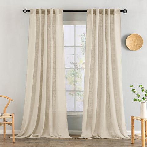 miulee soft thick linen textured window drapes back tab linen 52Wx108L