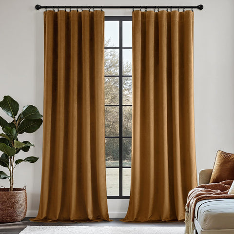 MIULEE Velvet Blackout Curtains-Golden Brown-40Wx96L