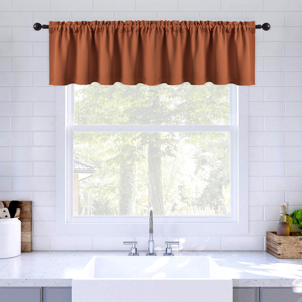 MIULEE Blackout Window Room Darkening Rod Pocket Curtains Terracotta 52Wx18L