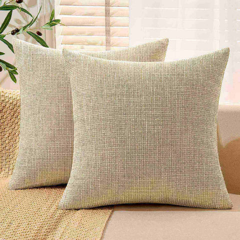 MIULEE Burlap Linen Throw Pillow Covers 20x20 Inch Set of 2 Beige Farmhouse Decorative Pillows Modern Pillowcases Soft Accent Cushion Covers for Outdoor Couch Sofa Bedroom Livingroom Home Decor