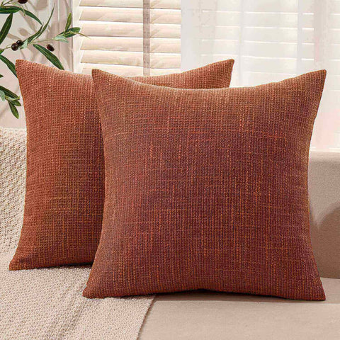 MIULEE Burlap Linen Throw Pillow Covers 20x20 Inch Set of 2 Rust Farmhouse Decorative Pillows Modern Pillowcases Soft Accent Cushion Covers for Outdoor Couch Sofa Bedroom Livingroom Home Decor
