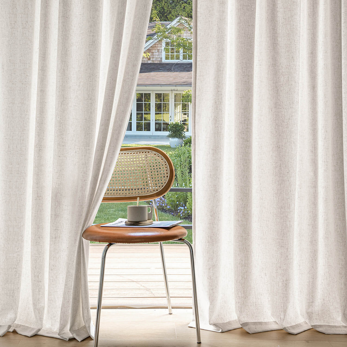 miulee light filtering farnhouse textured back tab curtains white 52Wx90L