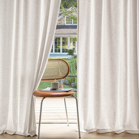 miulee light filtering farnhouse textured back tab curtains white 52Wx90L