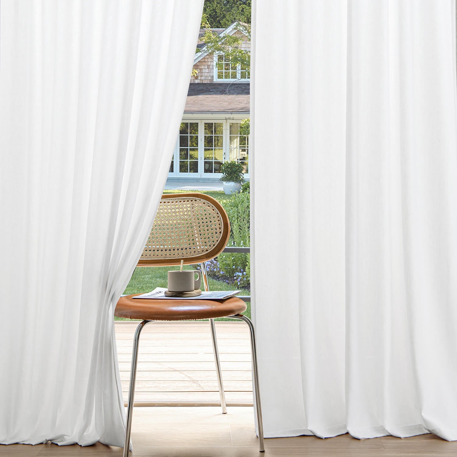 miulee light filtering farnhouse textured back tab curtains pure white 52Wx96L