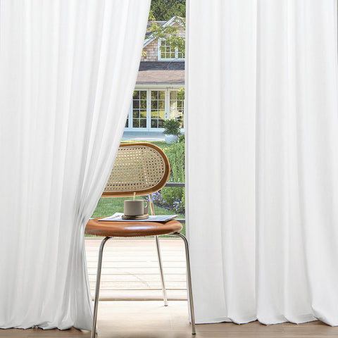 miulee light filtering farnhouse textured back tab curtains pure white 52Wx96L