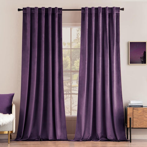 miulee luxury blackout curtains thermal insulated rod pocket back tab purple 52Wx90L