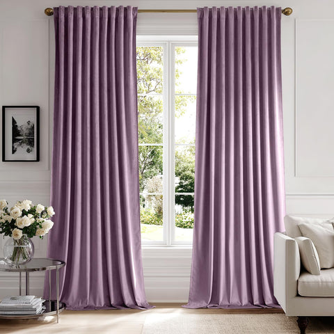 miulee luxury blackout curtains thermal insulated rod pocket back tab lavender 52Wx90L