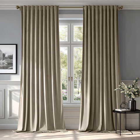 miulee luxury blackout curtains thermal insulated rod pocket back tab taupe 52Wx96L