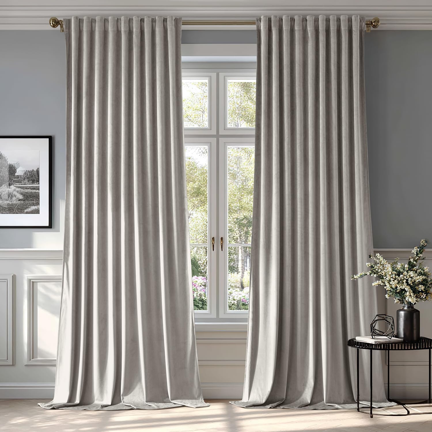 miulee luxury blackout curtains thermal insulated rod pocket back tab silver gray 52Wx96L