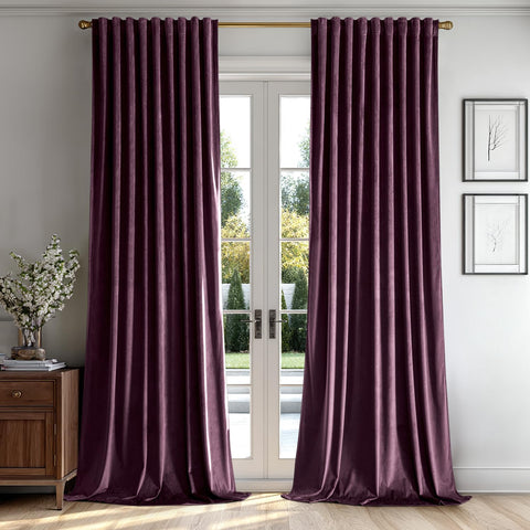 miulee luxury blackout curtains thermal insulated rod pocket back tab dark purple 52Wx108L