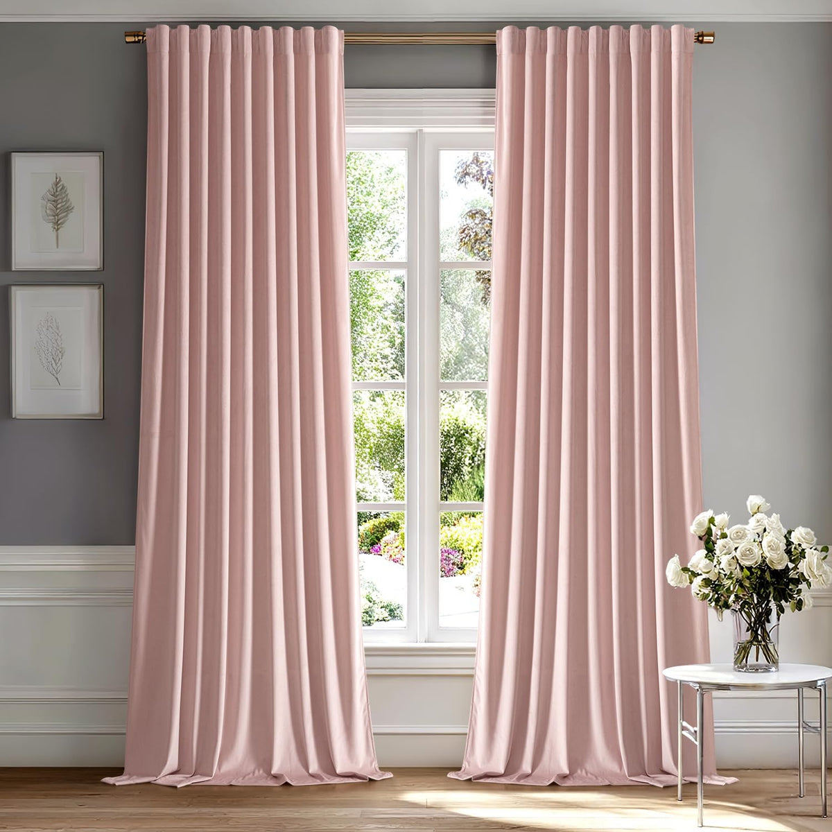 miulee luxury blackout curtains thermal insulated rod pocket back tab baby pink 52Wx108L