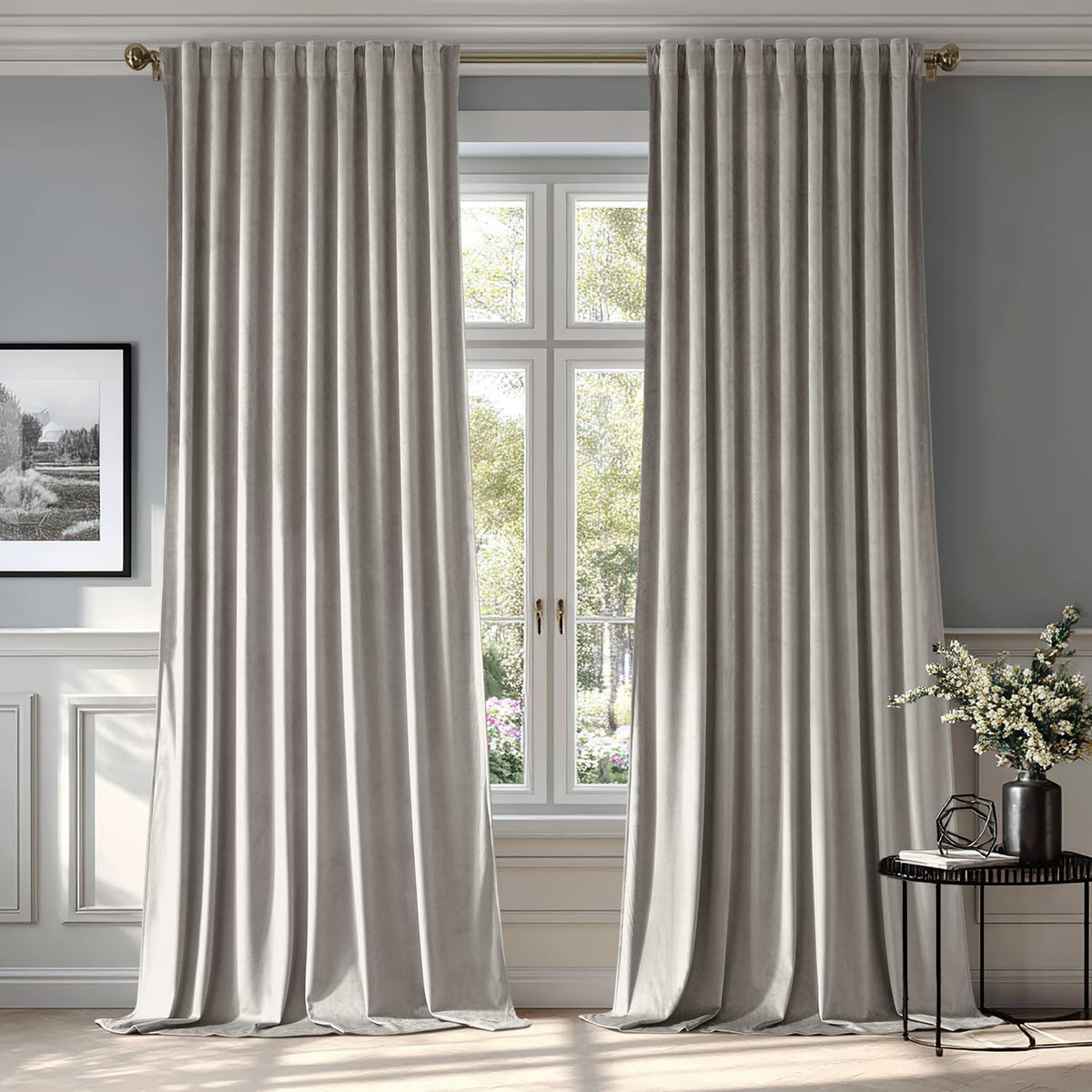 miulee luxury blackout curtains thermal insulated rod pocket back tab silver gray 52Wx108L