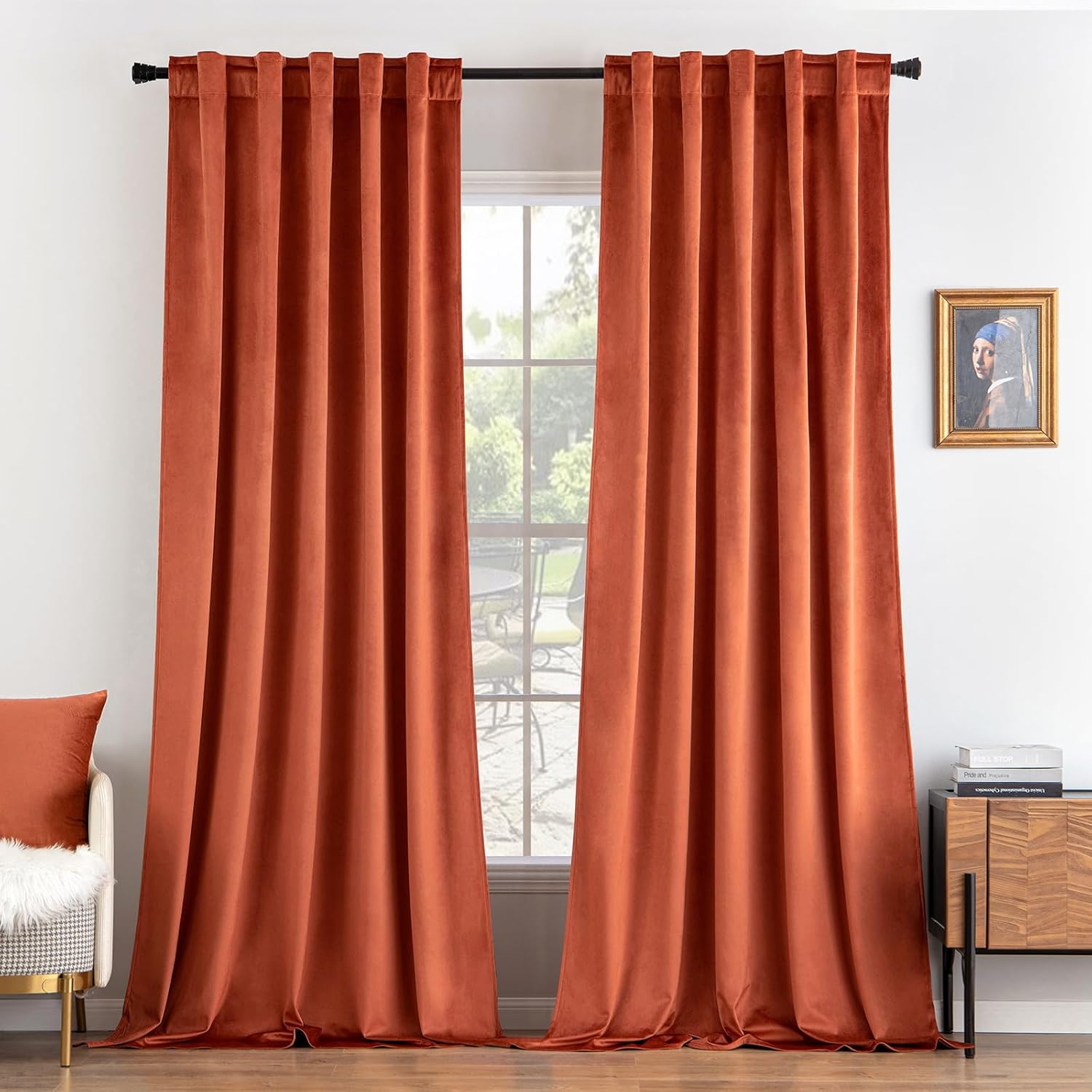 miulee luxury blackout curtains thermal insulated rod pocket back tab burnt orange 72Wx84L