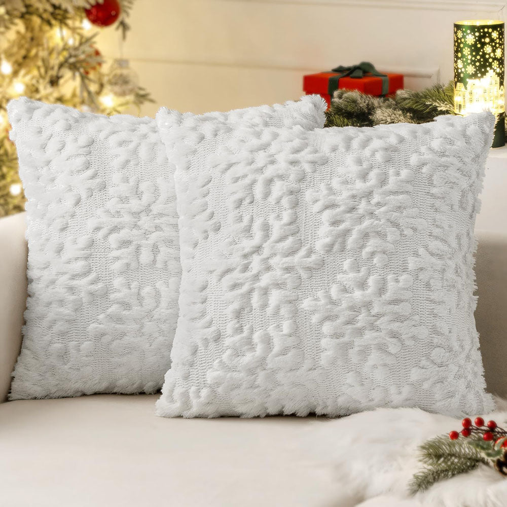 Christmas Snowflakes Decorative Pillow Covers Pure White 22x22-inch