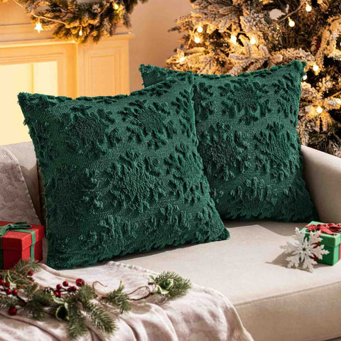 Christmas Solid Snowflake Pillow Covers Green 18x18-inch