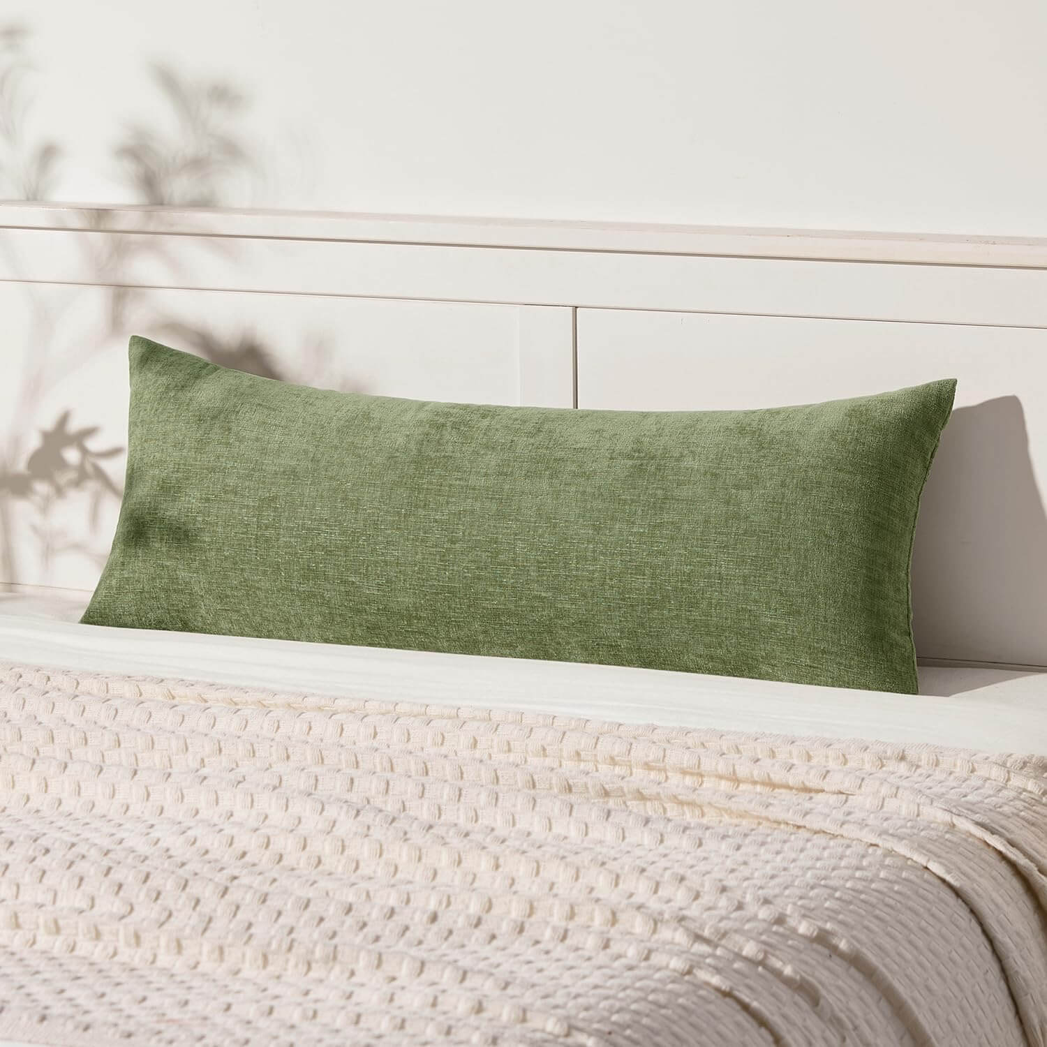 Chenille Solid Dyed Pillow Covers Sage Green 36x14-inch