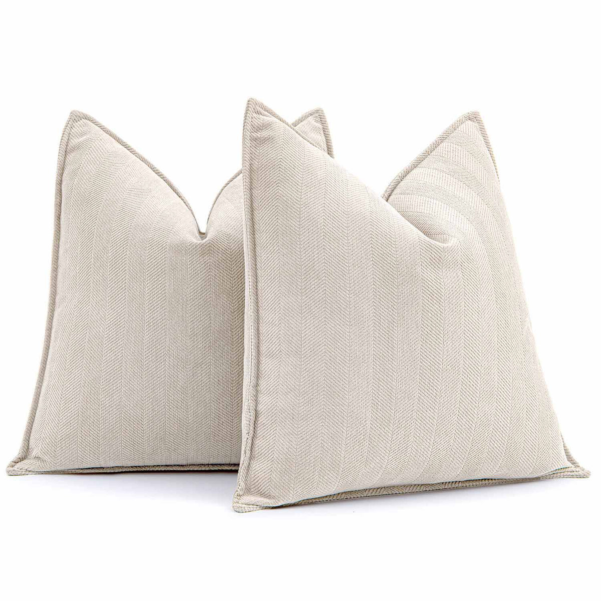 Chenille Luxurious Couch Throw Pillow Covers Cream Beige 24x24-inch