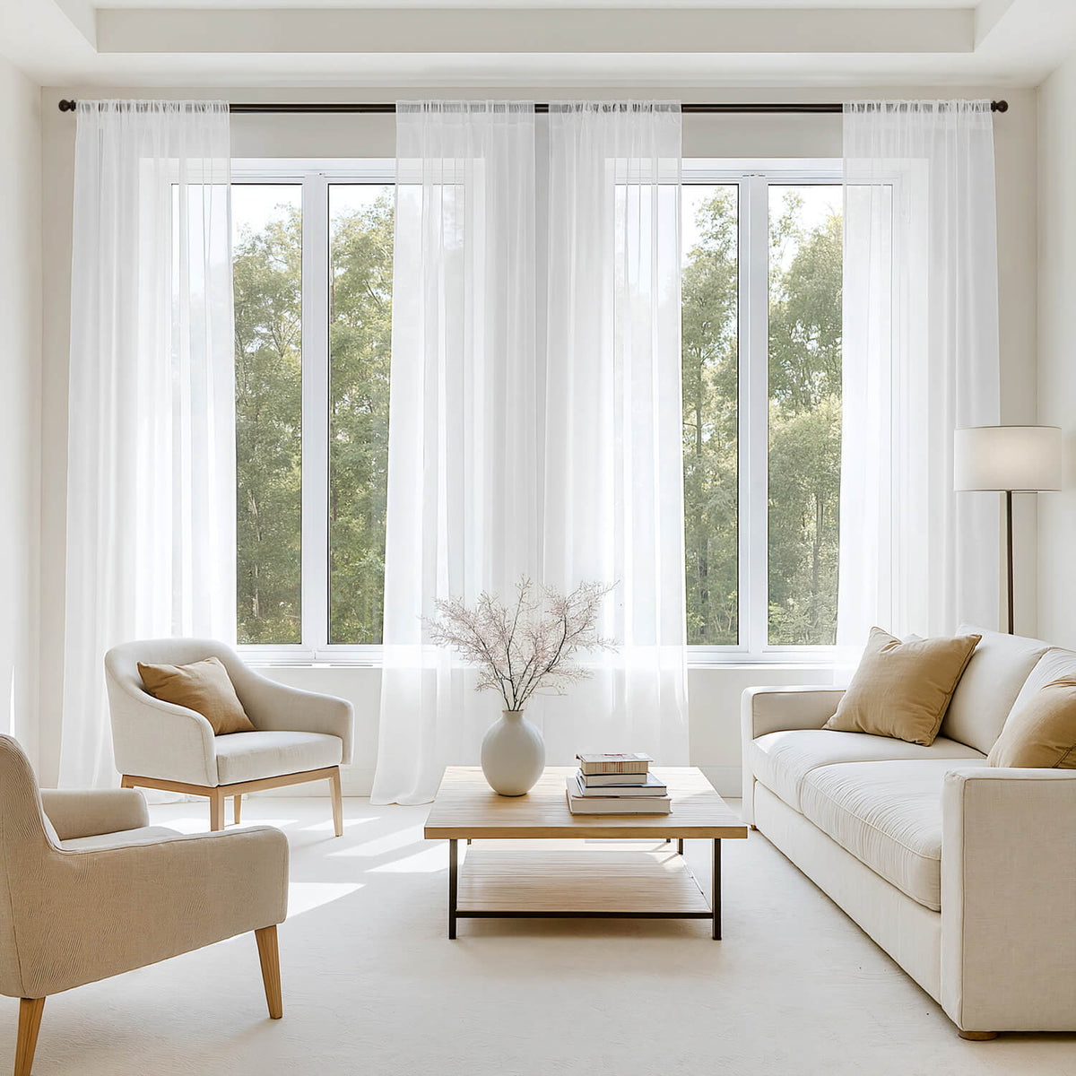MIULEE White Sheer Curtains 72 Inches Long, 4 Panels Set, Light Filtering Rod Pocket Voile Drapes for Living Room and Bedroom, Airy Soft Fabric Window Treatments, 42 x 72 Inches