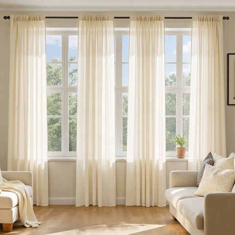 MIULEE 2 Panels Solid Color Sheer Window Curtains Voile Panels 42Wx72L