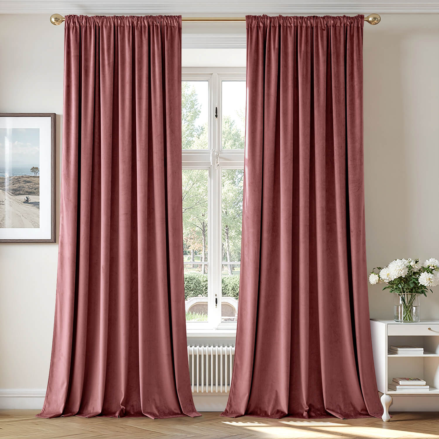 MIULEE Velvet Curtains Thermal Insulated Blackout Curtain Drapes 72Wx84L