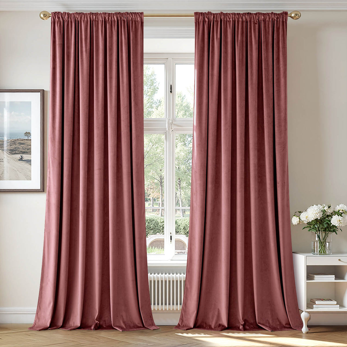 MIULEE Velvet Curtains Thermal Insulated Blackout Curtain Drapes 72Wx84L
