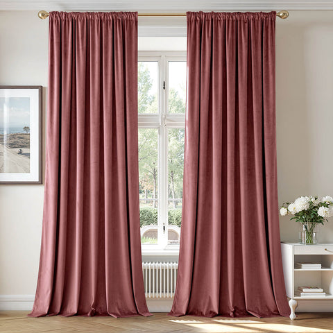 MIULEE Velvet Curtains Thermal Insulated Blackout Curtain Drapes 72Wx84L