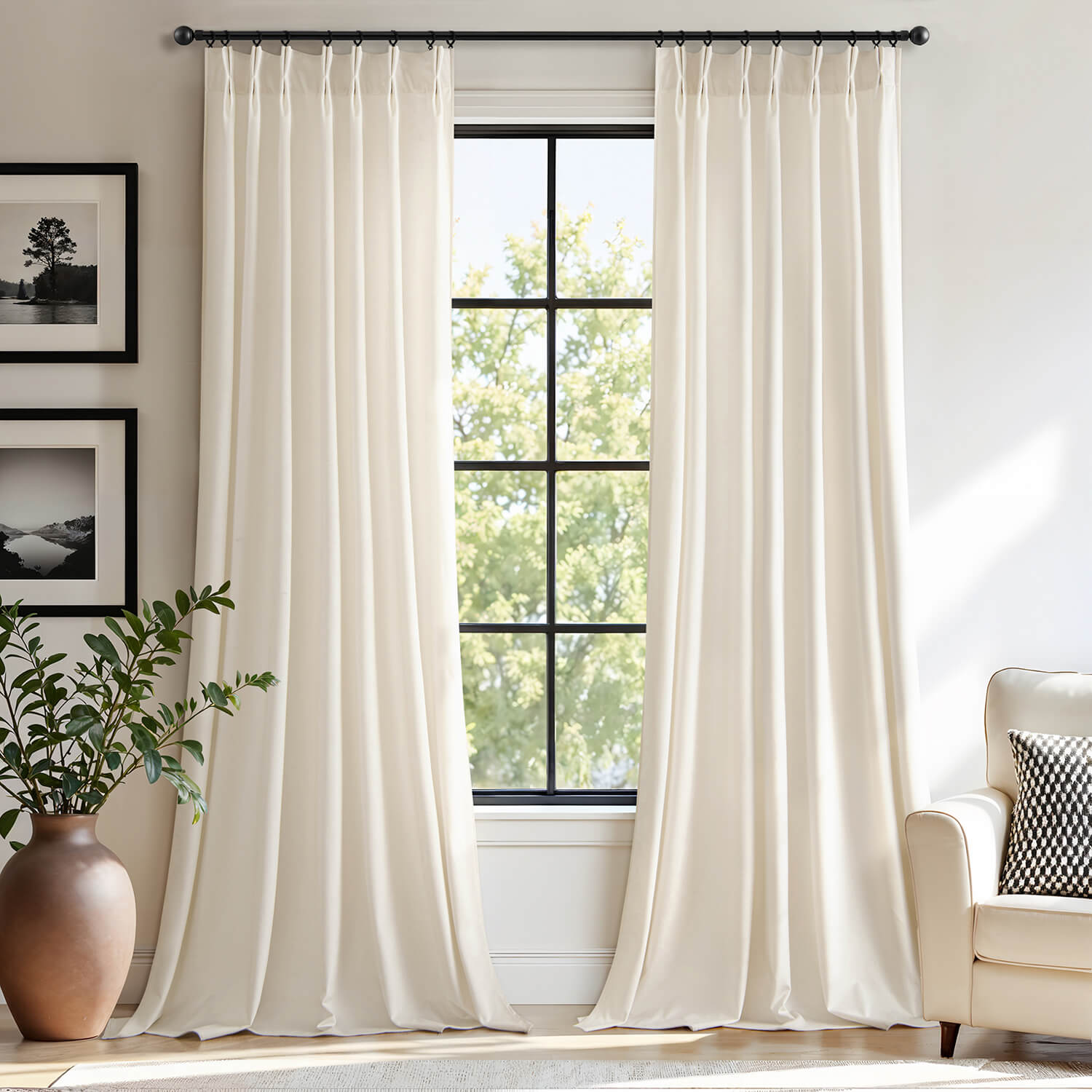 MIULEE Velvet Pinch Pleated Blackout Curtains  40Wx90L
