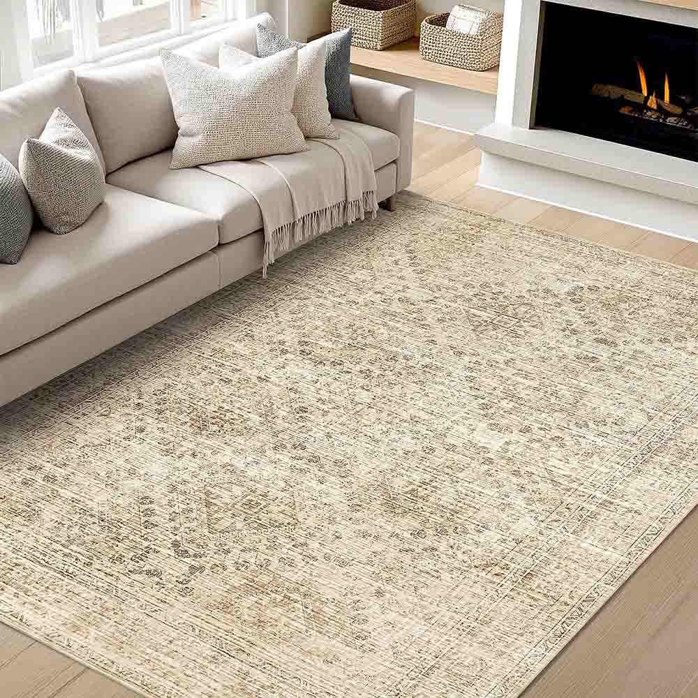 Vintage Washable Low Pile Area Rugs_6x9