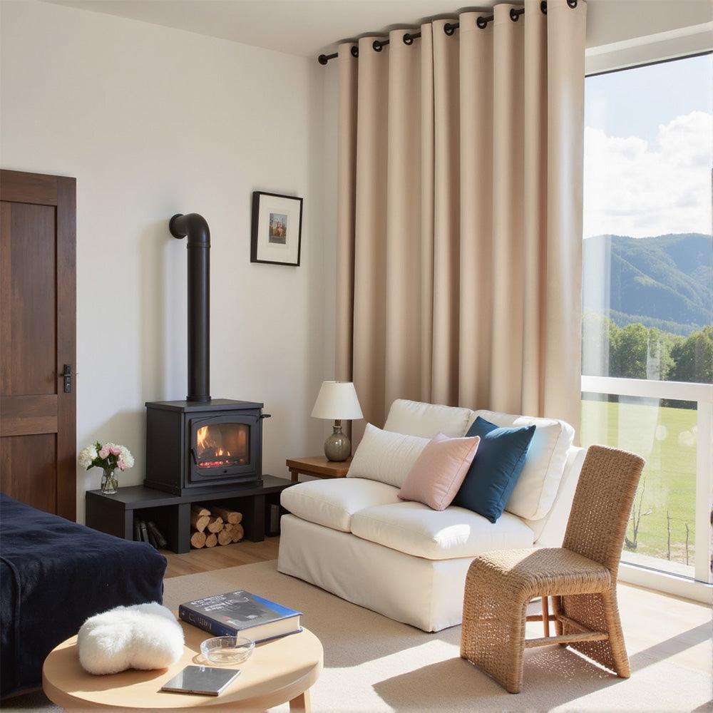 Beige 100% Blackout Polyester Curtains