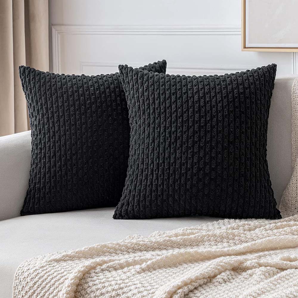 MIULEE Corduroy Boho Farmhouse Striped Throw Pillow Covers