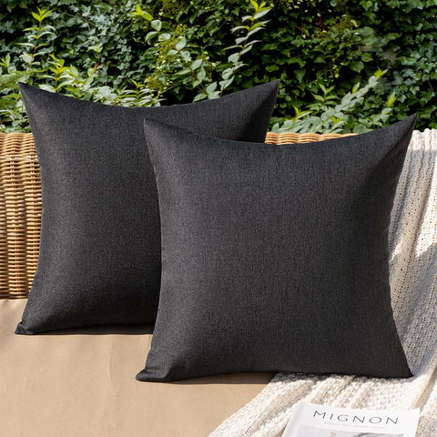 MIULEE Waterproof Water Resistant Ourdoor Throw Pillow Covers - Black