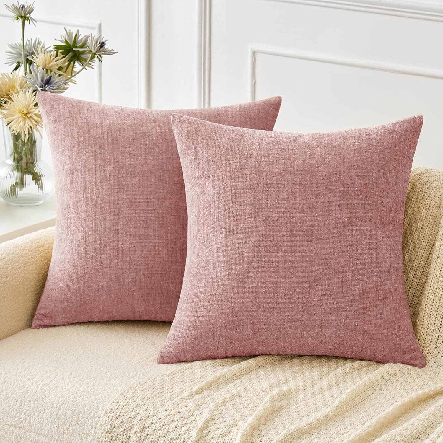 MIULEE Throw Pillow Covers Soft Chenille Couch Pillow Covers (Pack of 4)