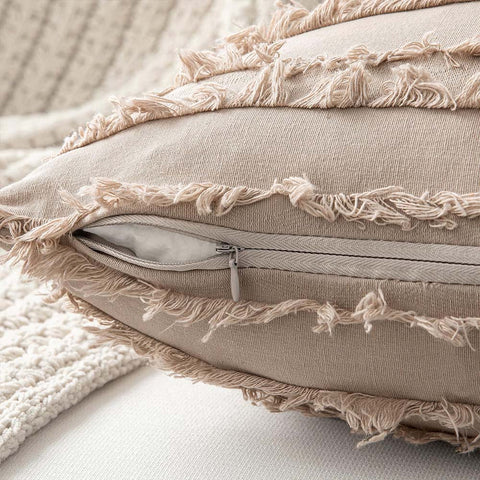 MIULEE Christmas Decorative Boho Linen Striped Jacquard Pattern Pillow Covers (Pack of 2)